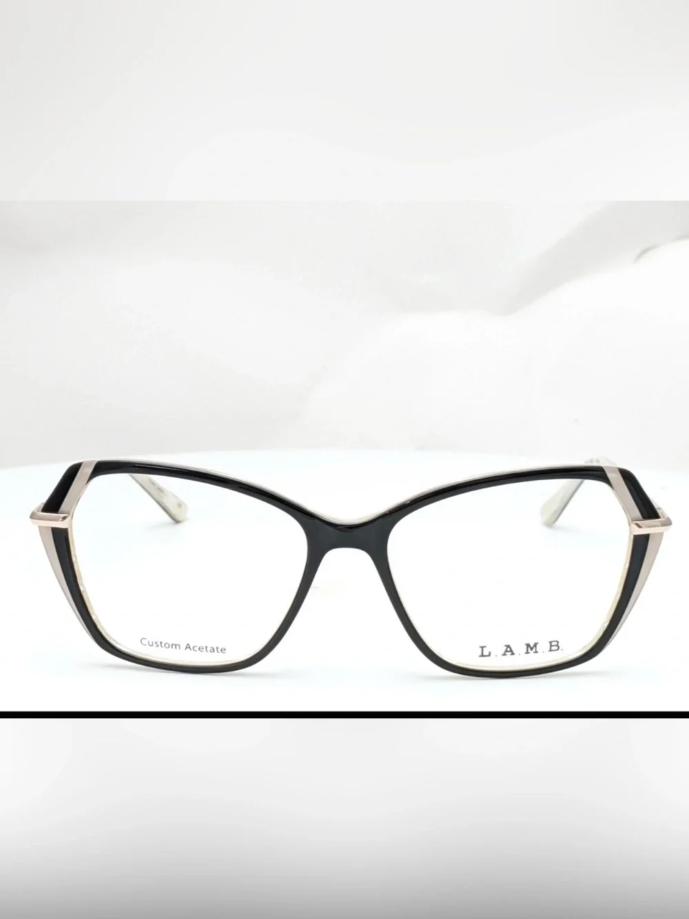 BRAND NEW  L.A.M.B. 143 55 eye Women’s Black and Gold Cat-Eye Eyeglass Frames